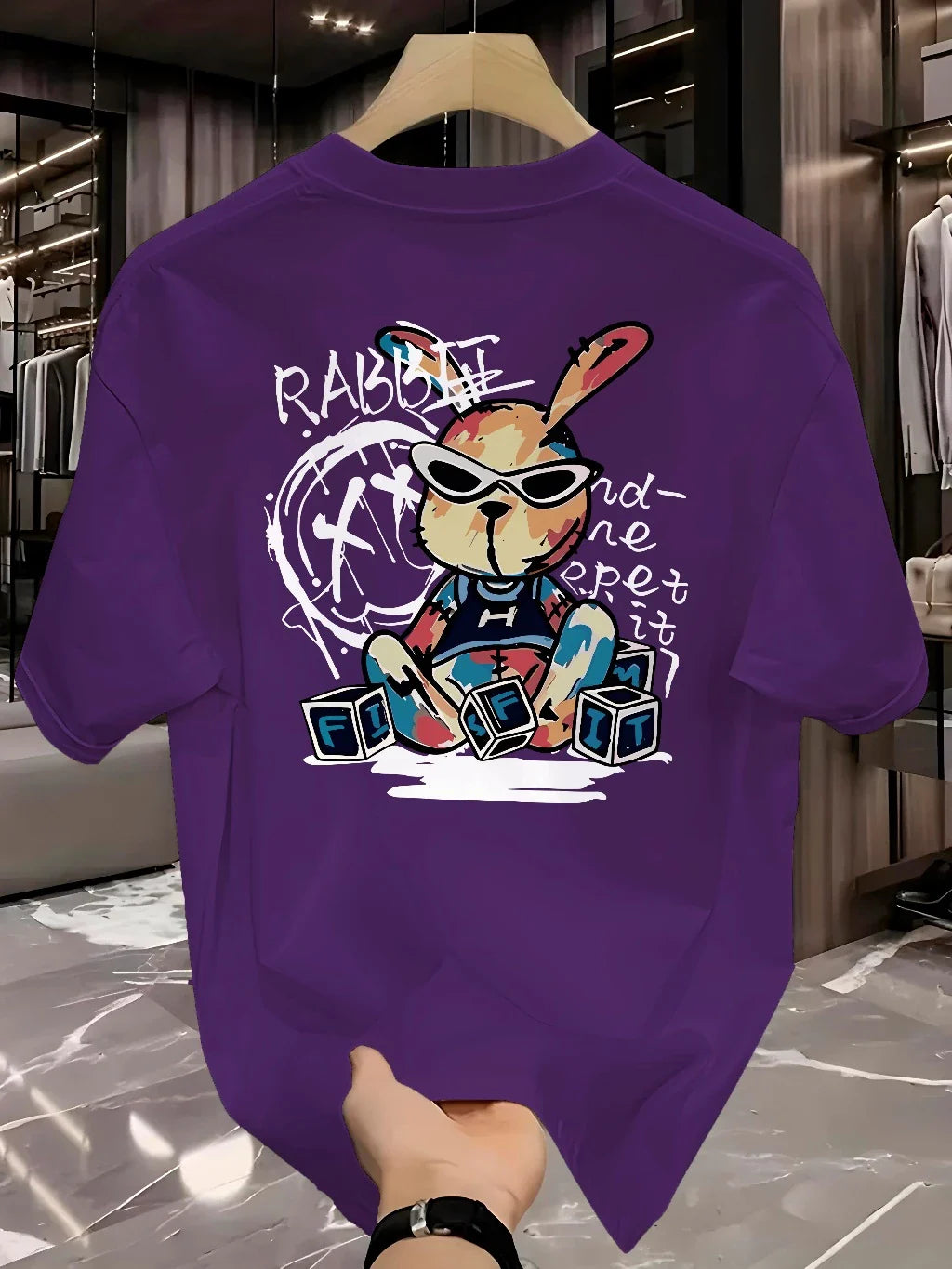 Camiseta Rabbit Graffiti Hungria Store™ 100% Algodão — Street Art de Impacto