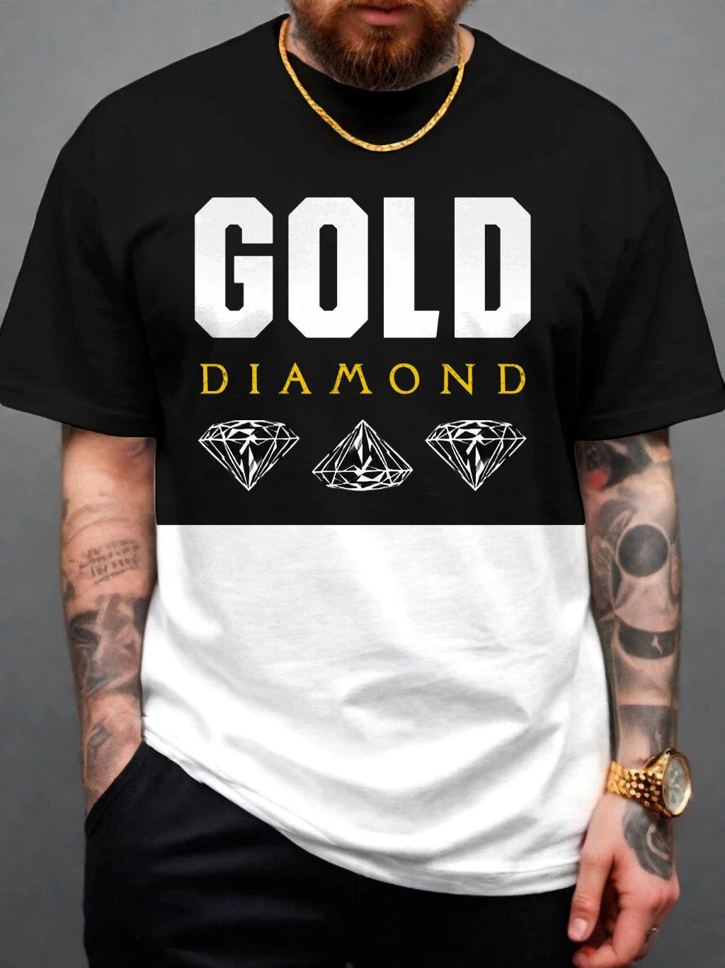 Camiseta Masculina Gold Diamond — Presença, Cor e Sofisticação Street