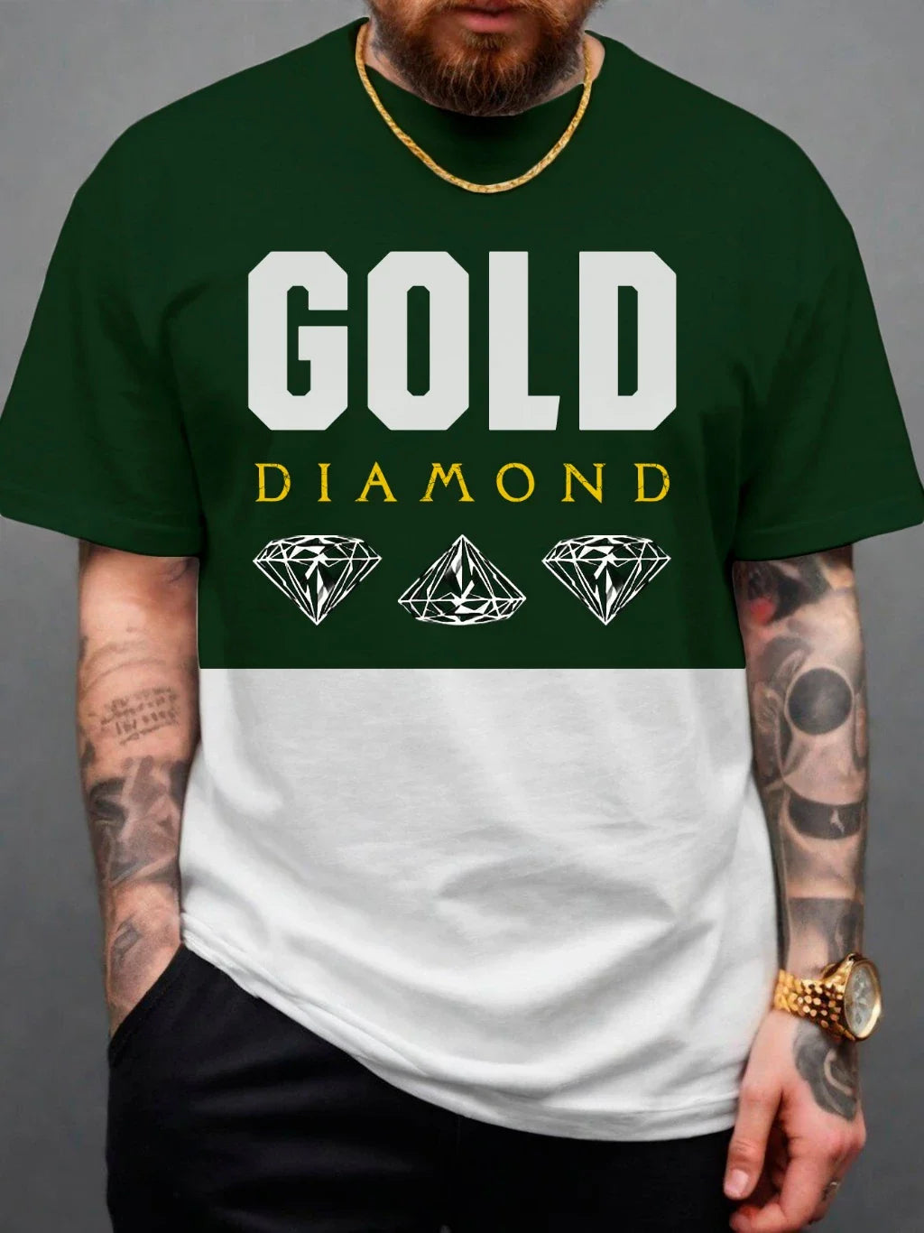 Camiseta Masculina Gold Diamond — Presença, Cor e Sofisticação Street