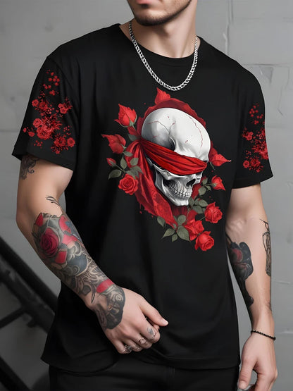 Camiseta Skull Roses™ 100% Algodão (Fio 30.1) — Atitude Urbana, Arte Imponente