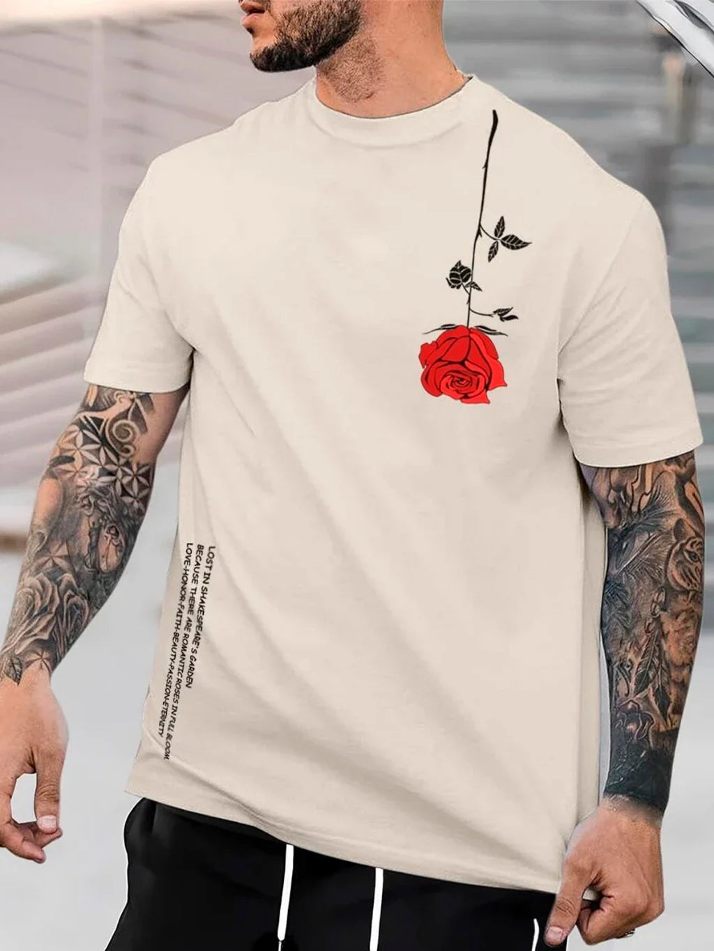 Camiseta Masculina Plus Size Shakespeare’s Bloom — Romance, Estilo e Conforto