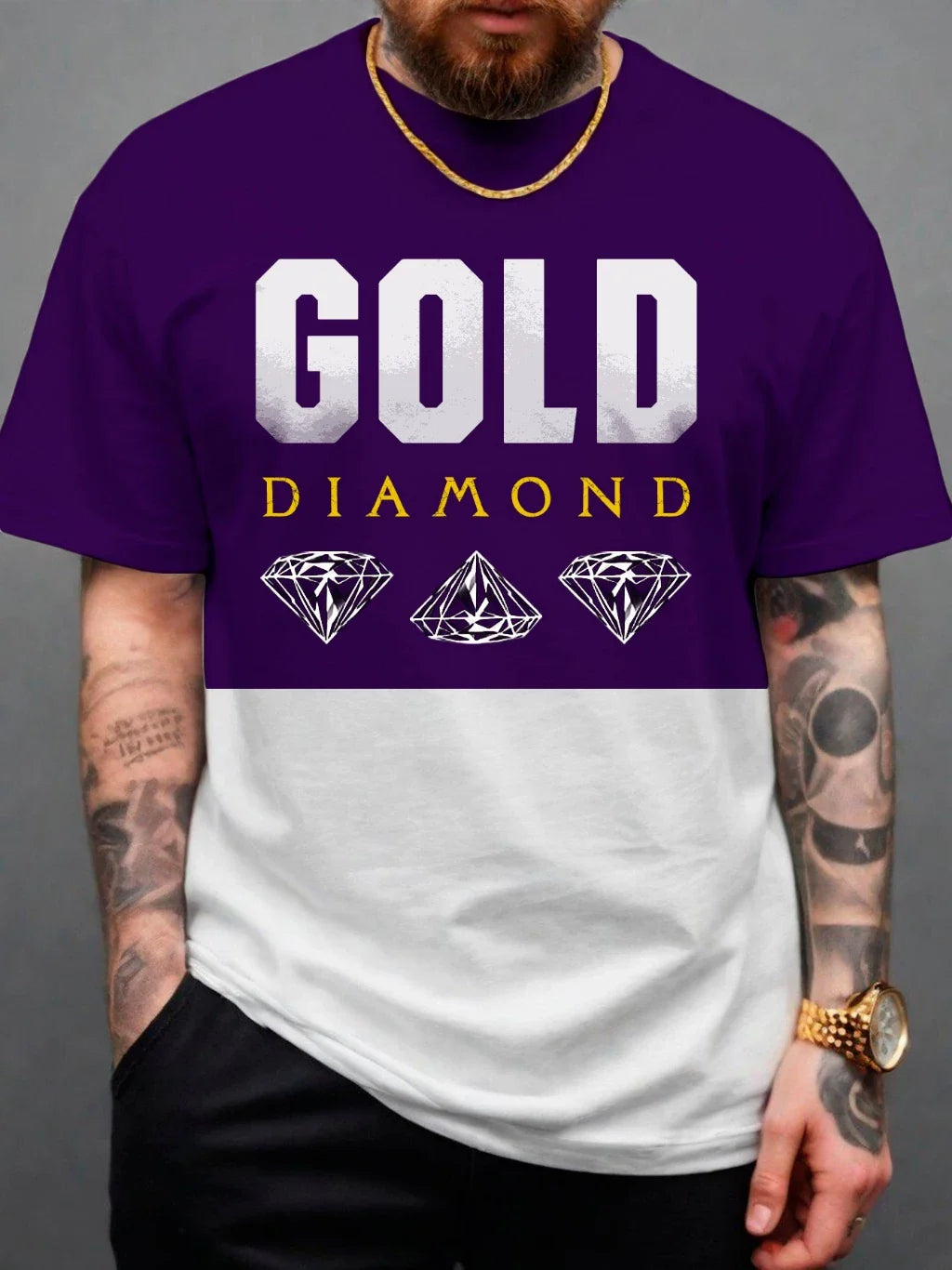 Camiseta Masculina Gold Diamond — Presença, Cor e Sofisticação Street