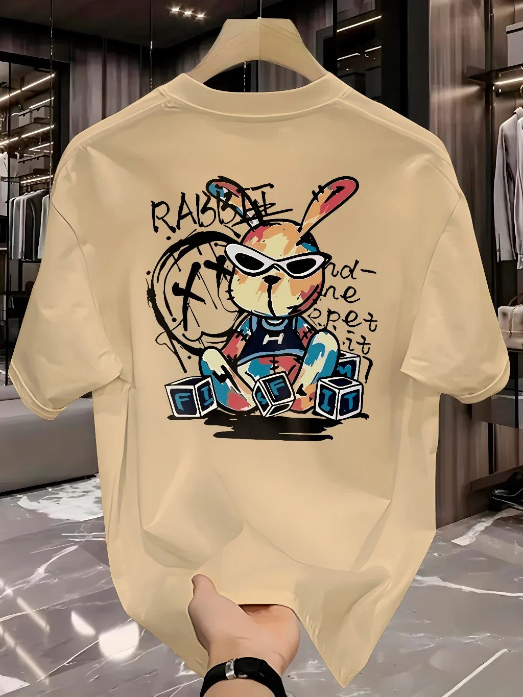 Camiseta Rabbit Graffiti Hungria Store™ 100% Algodão — Street Art de Impacto
