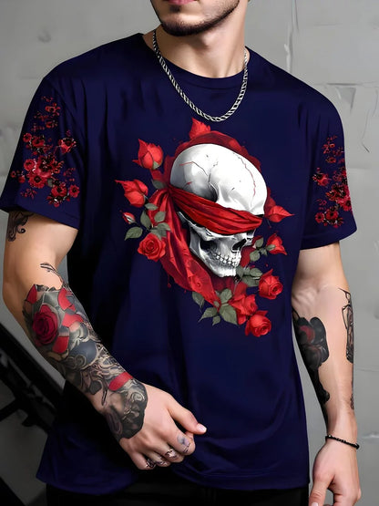 Camiseta Skull Roses™ 100% Algodão (Fio 30.1) — Atitude Urbana, Arte Imponente