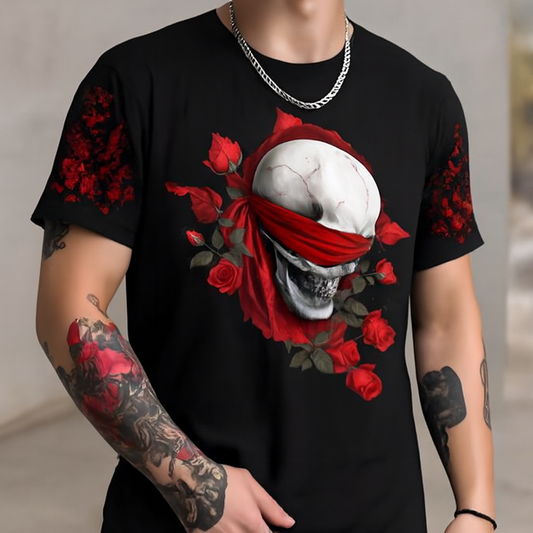 Camiseta Skull Roses™ 100% Algodão (Fio 30.1) — Atitude Urbana, Arte Imponente