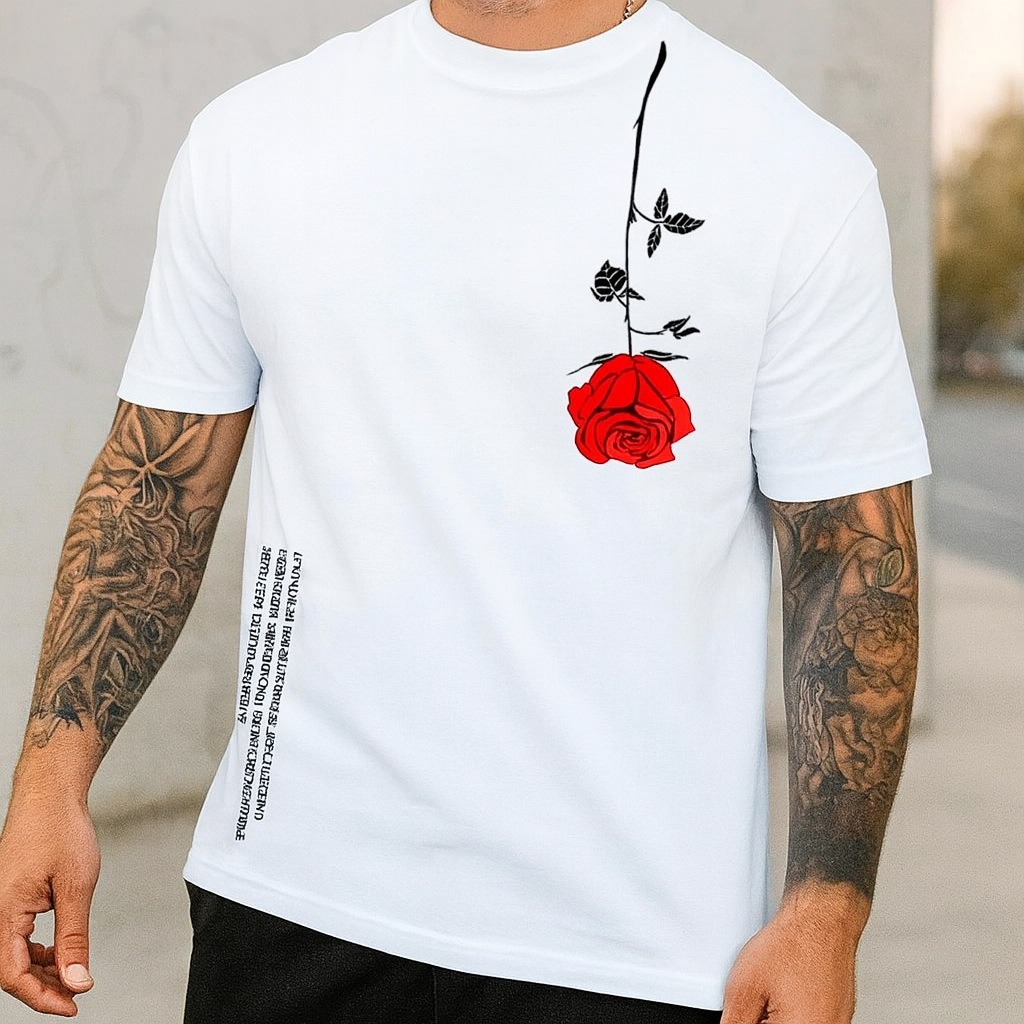 Camiseta Masculina Plus Size Shakespeare’s Bloom — Romance, Estilo e Conforto